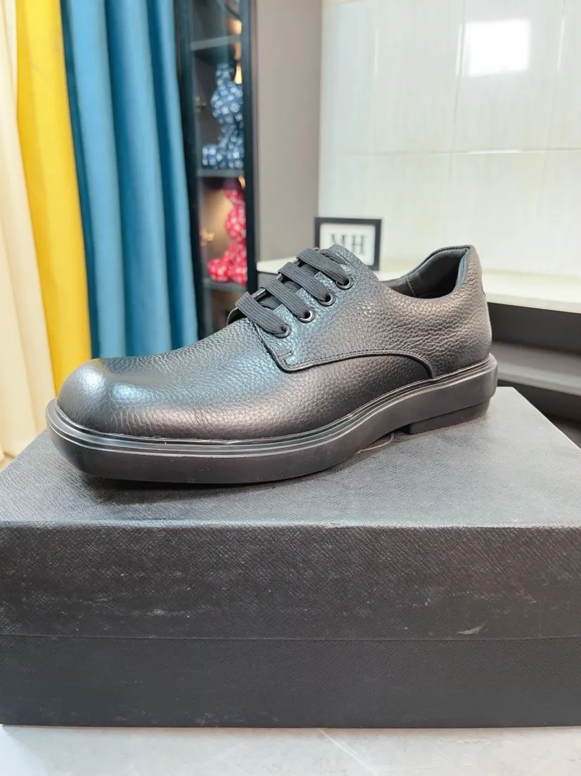 Men's shoes 💰540🌹🌹【PRADA Leather Shoes】Top purchasing agency Original imported Italian custom-made open-edge beaded cowhide leather surface, fully imported water-dyed breathable cowhide lining, original factory special molded sole super comfortable, size: 38-44